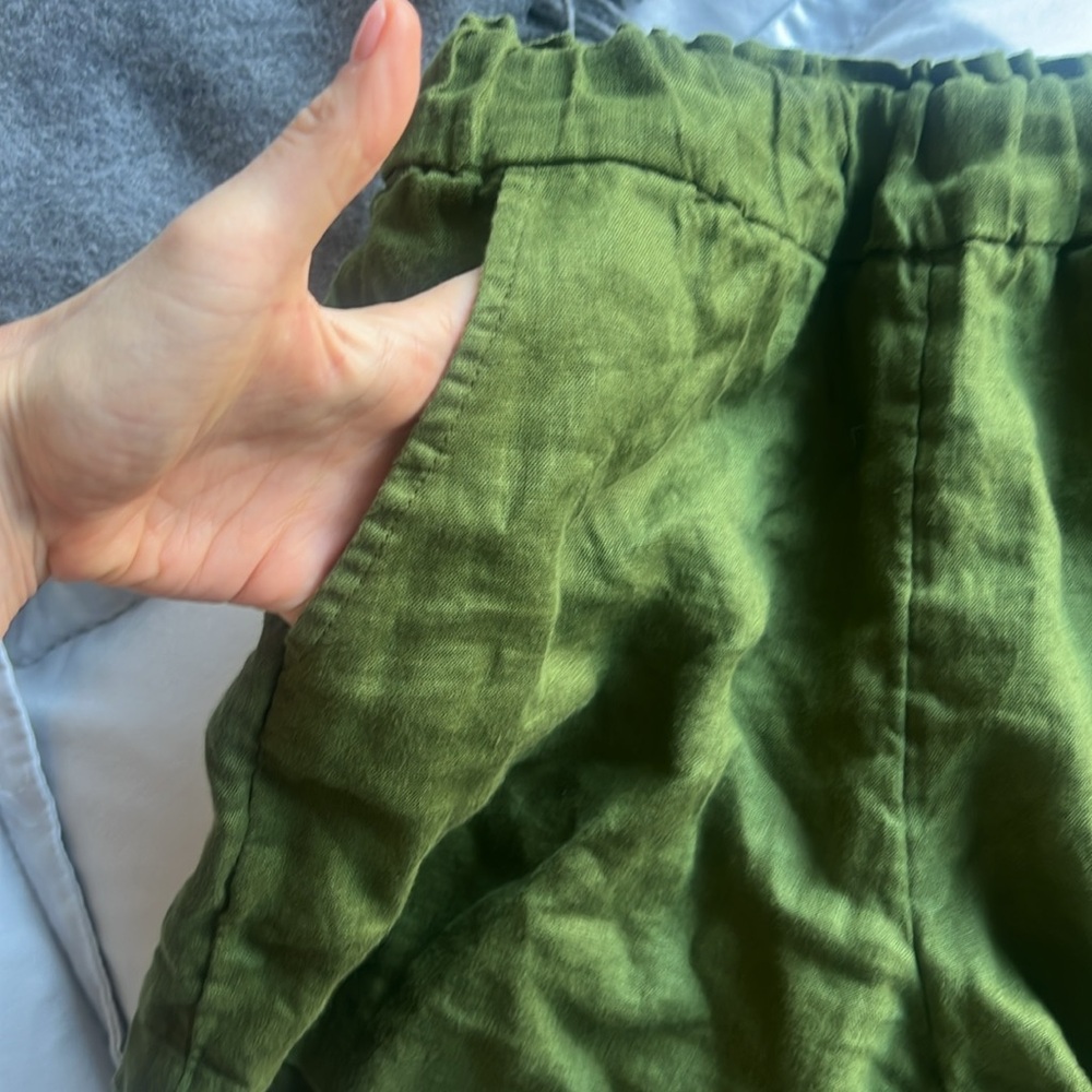 J. Crew XS High Waist Green Women's Linen Shorts - Picture 3 of 6